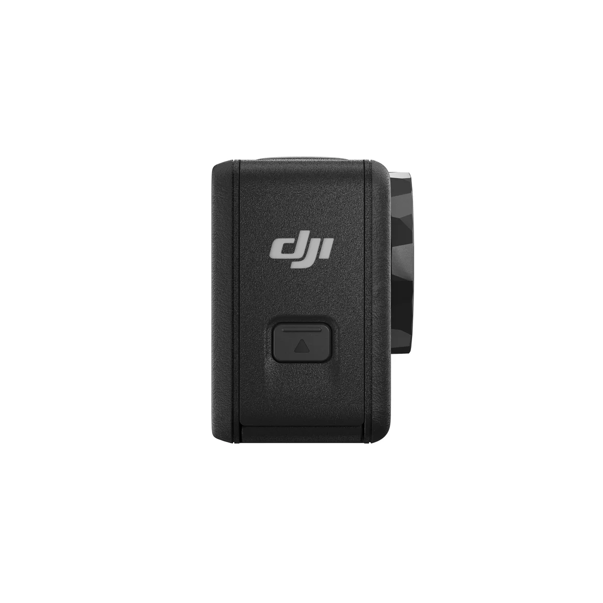 DJI Osmo Action 5 Pro right-side profile showing battery door and DJI branding