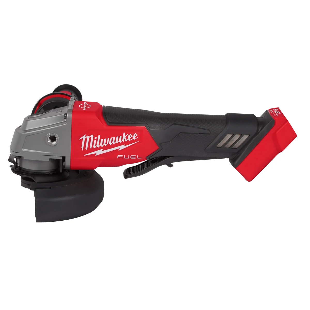 Milwaukee M18 FUEL 2880-20 angle grinder side profile view