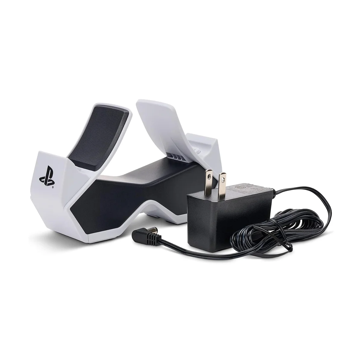 PowerA Twin Charging Station dock shown with its included 10ft AC power adapter