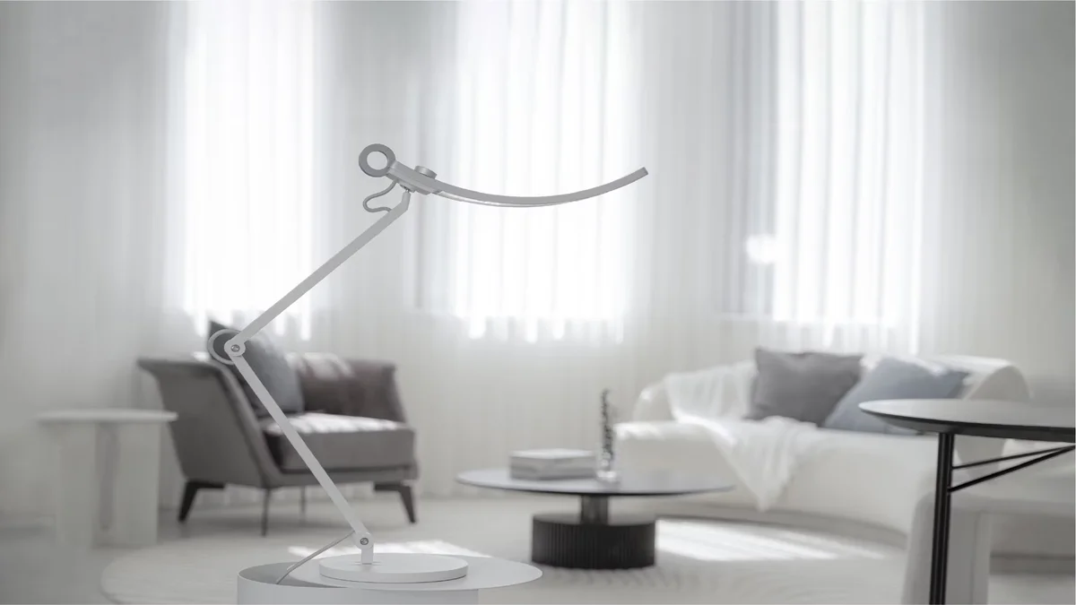BenQ e-Reading Desk Lamp in a bright modern living room setting