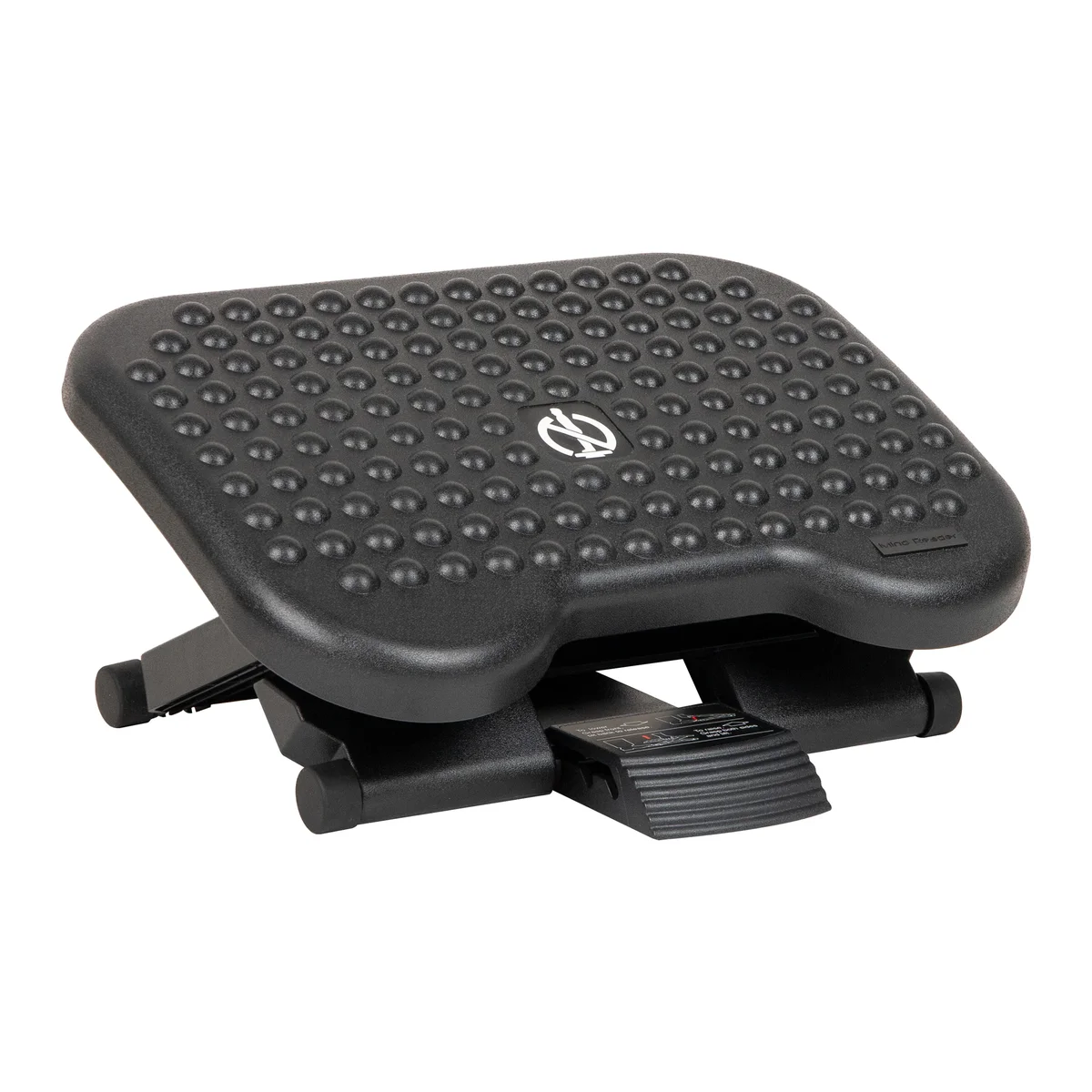 Mind Reader Ergonomic Footrest top-down 3/4 view showing massage nub surface and height adjustment mechanism