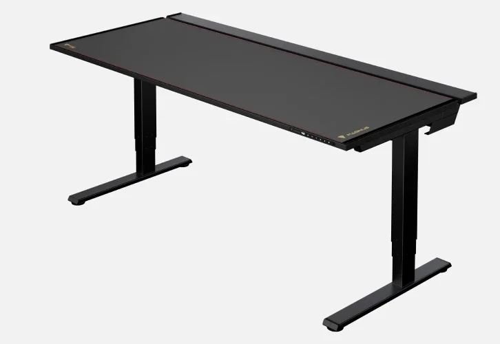 Secretlab Magnus Pro gaming desk front view with dual monitor setup