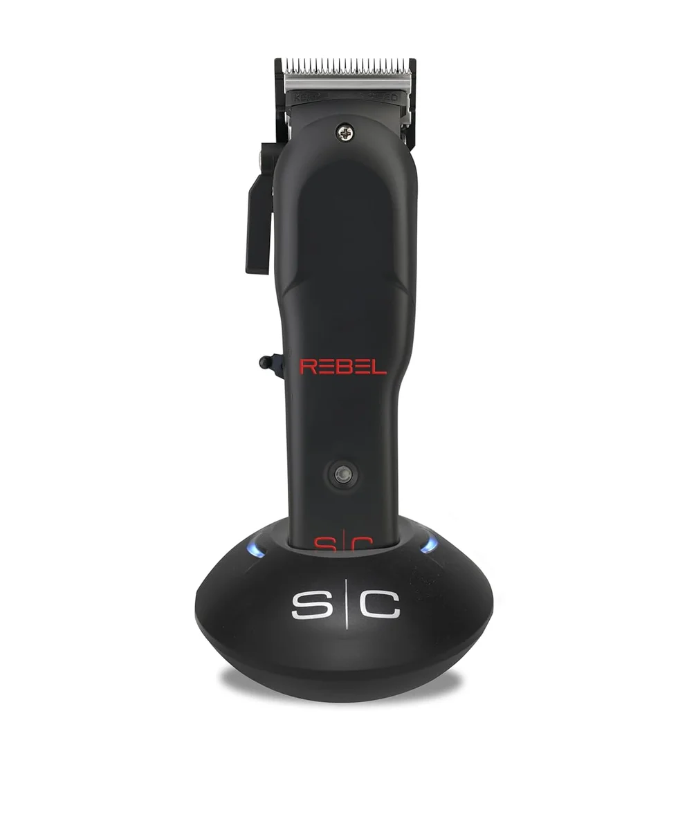 Stylecraft Rebel Professional Cordless Clipper front view on charging base