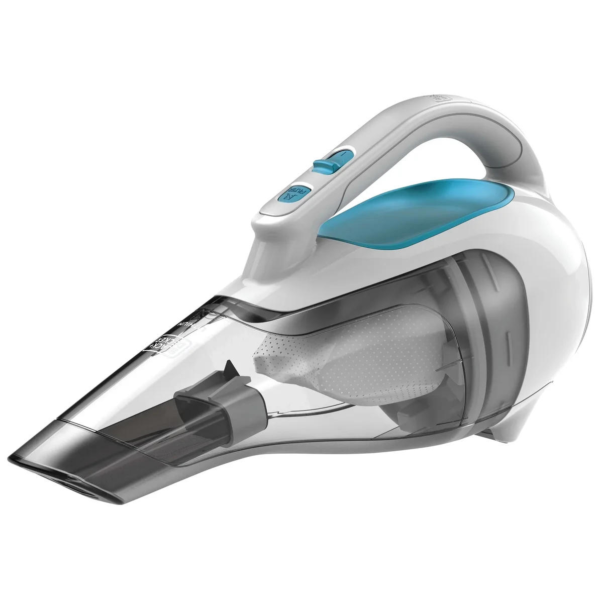 Black+Decker Dustbuster AdvancedClean HHVI315JO42 wide-mouth cyclonic handheld vacuum, 3/4 angle view on white background