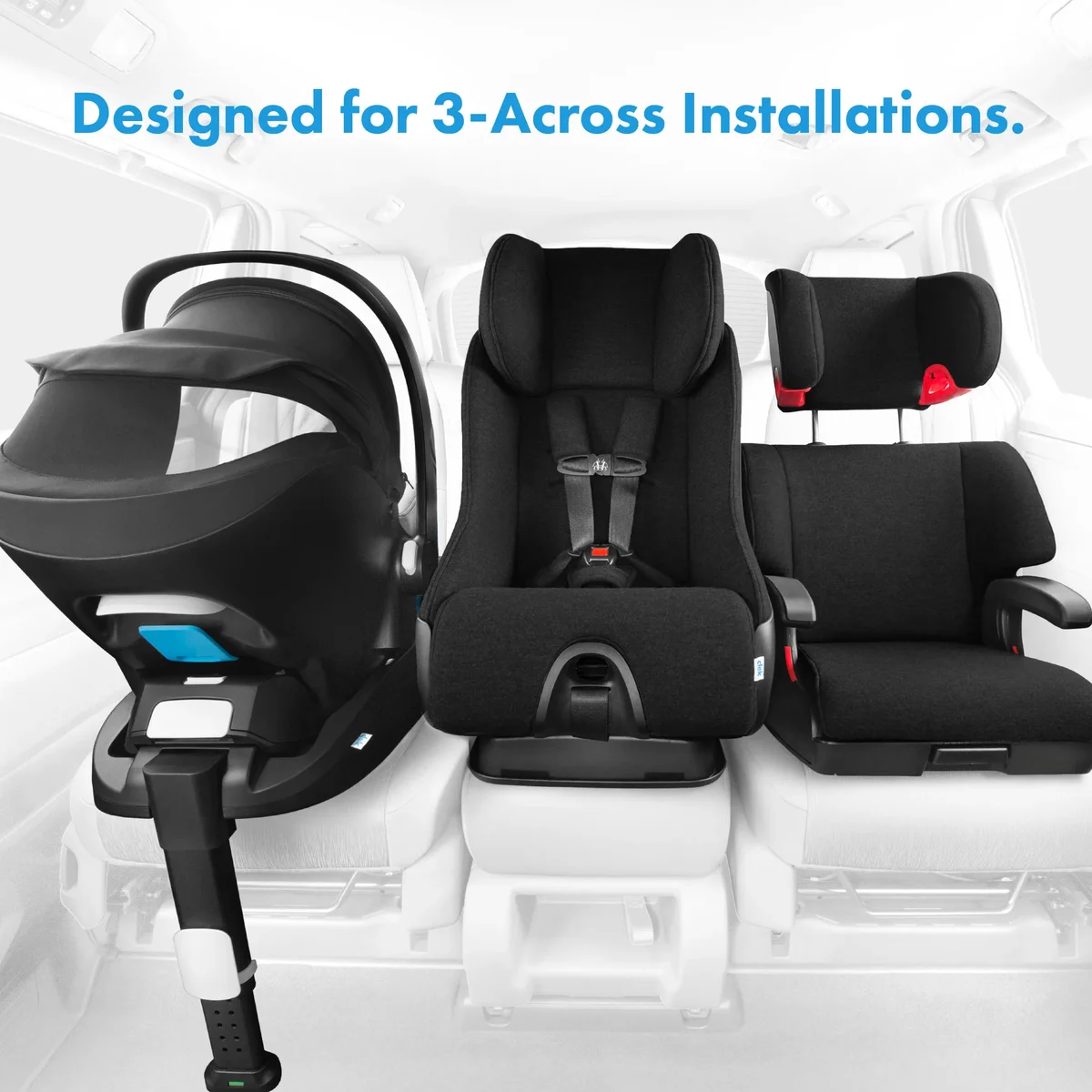 Clek Liing alternate angle showing seat shell and harness