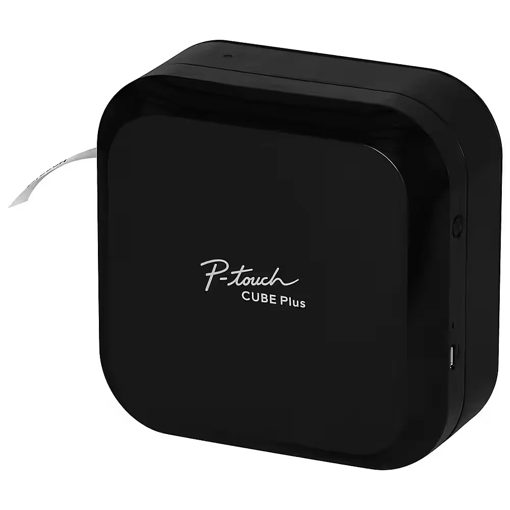 Brother P-Touch Cube Plus PT-P710BT label maker on white background, 3/4 angle view