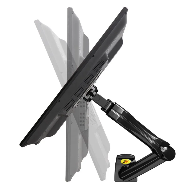 North Bayou F80 monitor arm articulation range showing full sweep of motion