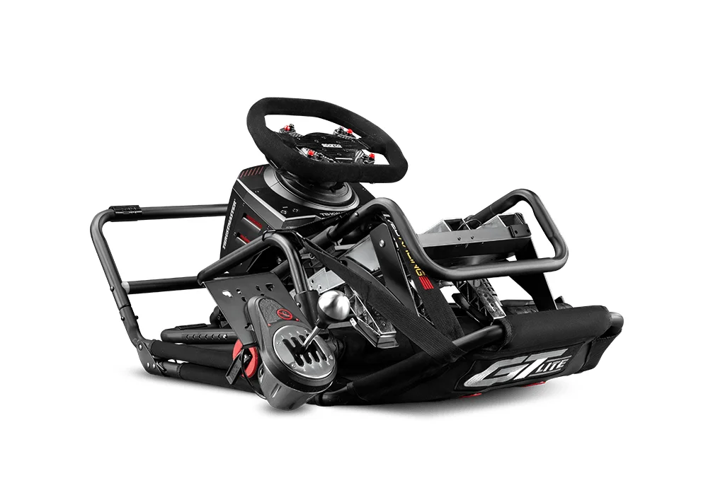 Next Level Racing GT Lite cockpit folded flat, showing its space-saving collapsible design