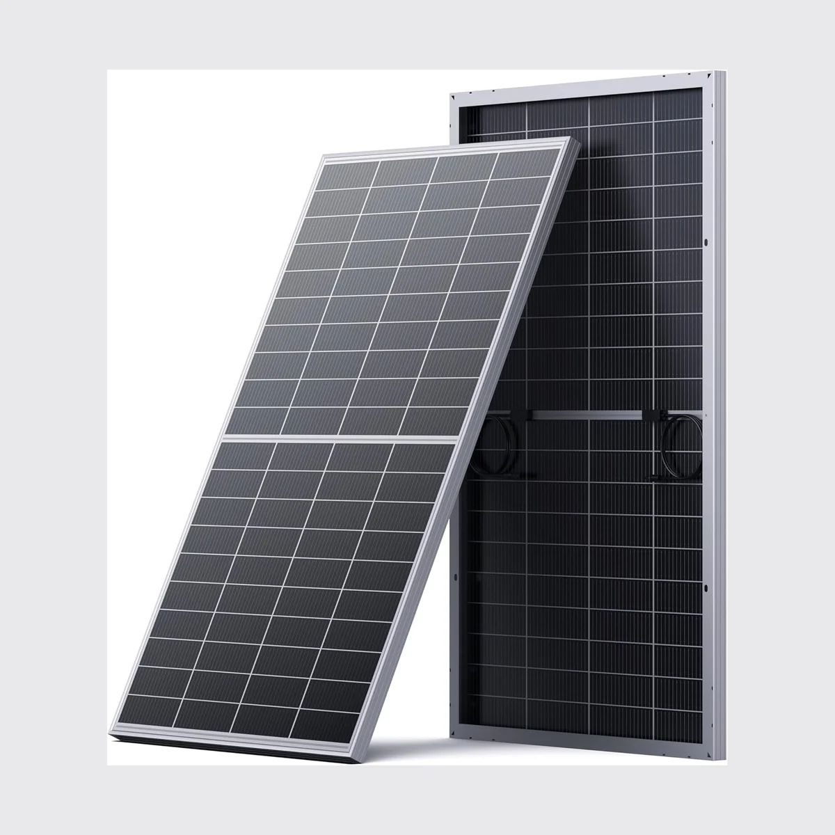 Callsun 200W Bifacial solar panel silver-frame variant showing front and rear sides