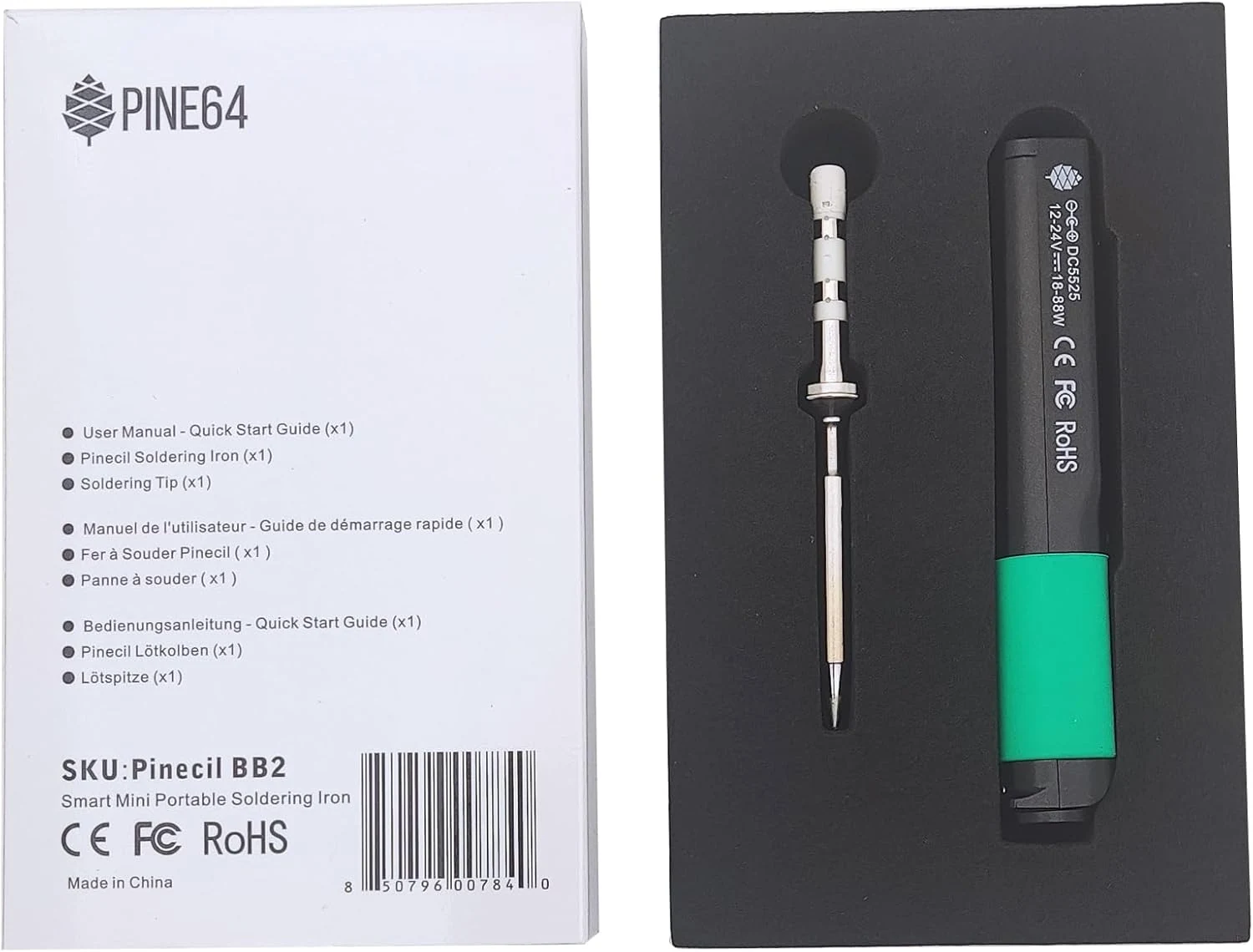 Pine64 Pinecil V2 portable USB-C soldering iron with OLED display