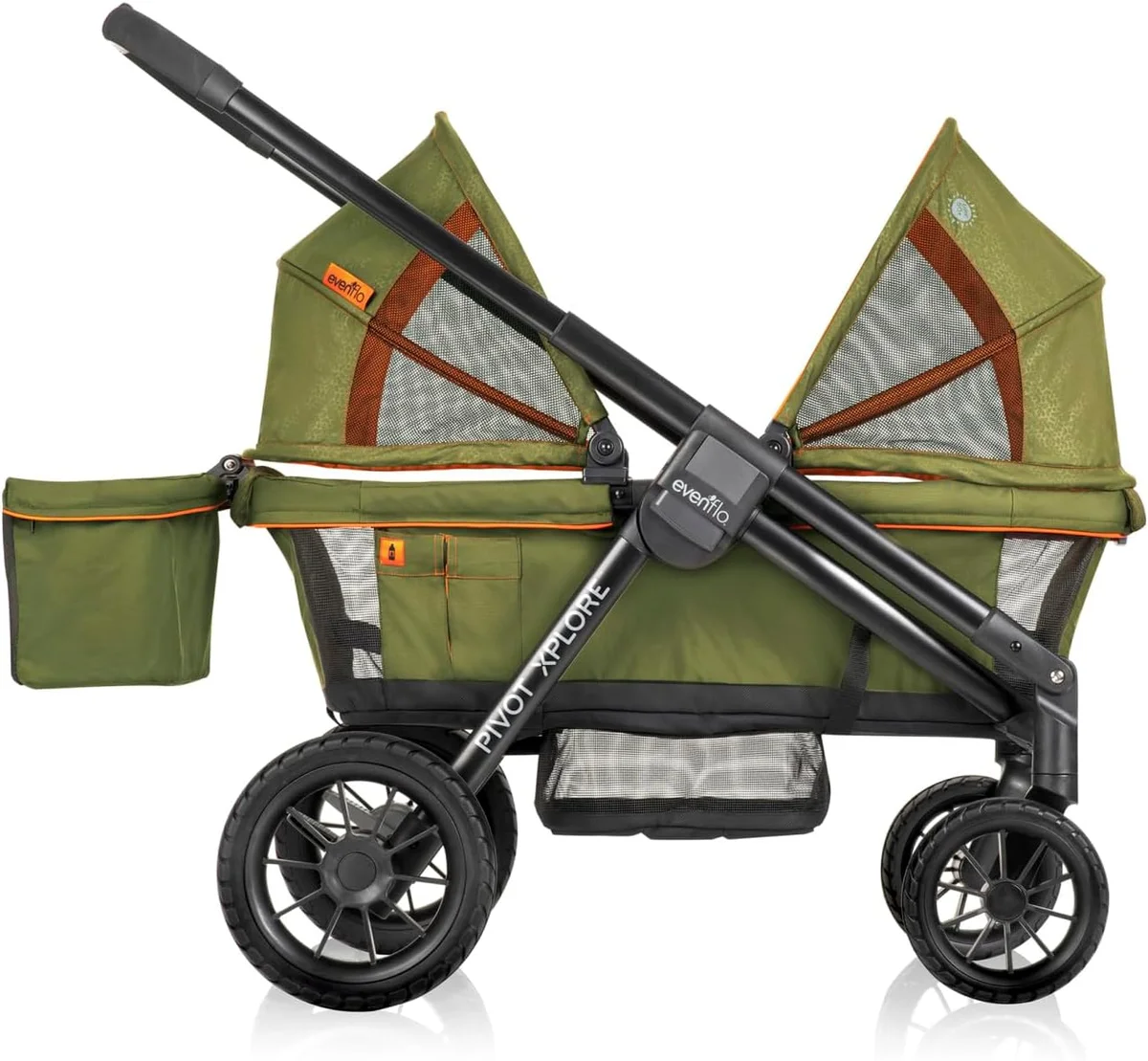 Evenflo Pivot Xplore stroller wagon side profile view on white background