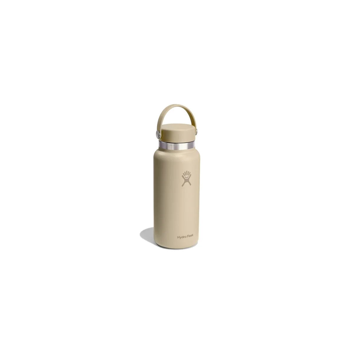 Hydro Flask Wide Mouth 32 oz in Oat, 3/4 angle view showing the Flex Cap lid