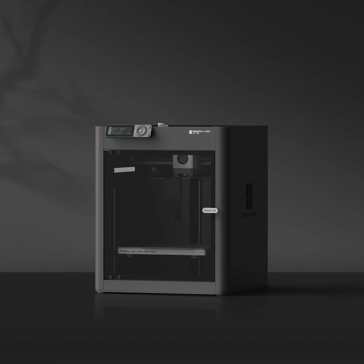 Bambu Lab P1S enclosed CoreXY 3D printer, front 3/4 view