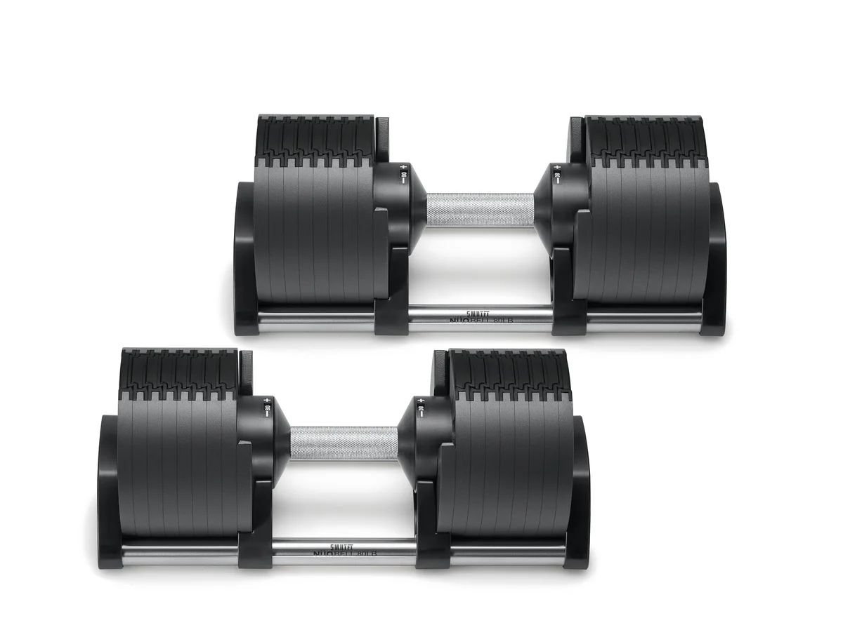 NÜOBELL 80lb Adjustable Dumbbells front view