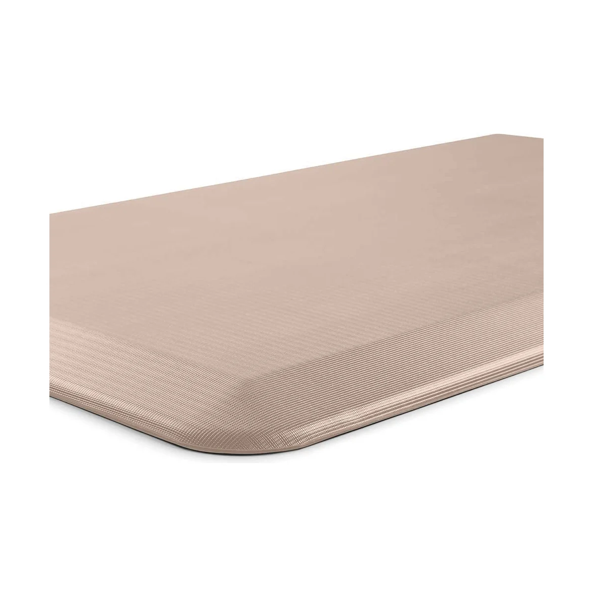 ComfiLife Anti-Fatigue Floor Mat, beige, 3/4 angle studio shot on white showing beveled edge and cushioned thickness