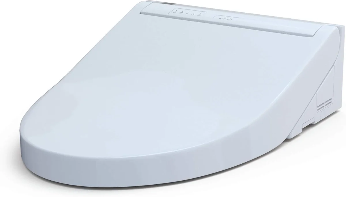 TOTO Washlet C5 bidet seat 3/4 front angle showing slim profile on white background