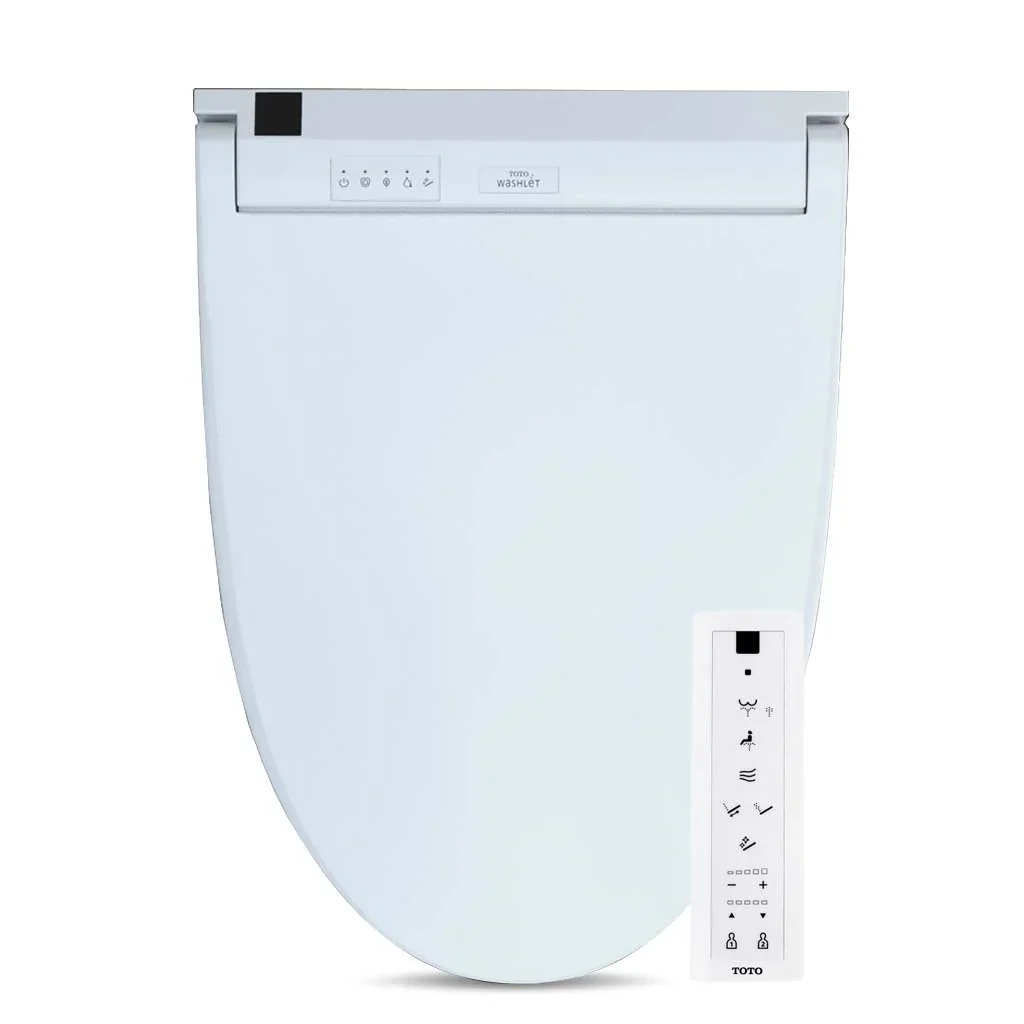 TOTO Washlet C5 bidet seat top-down front view with wireless remote