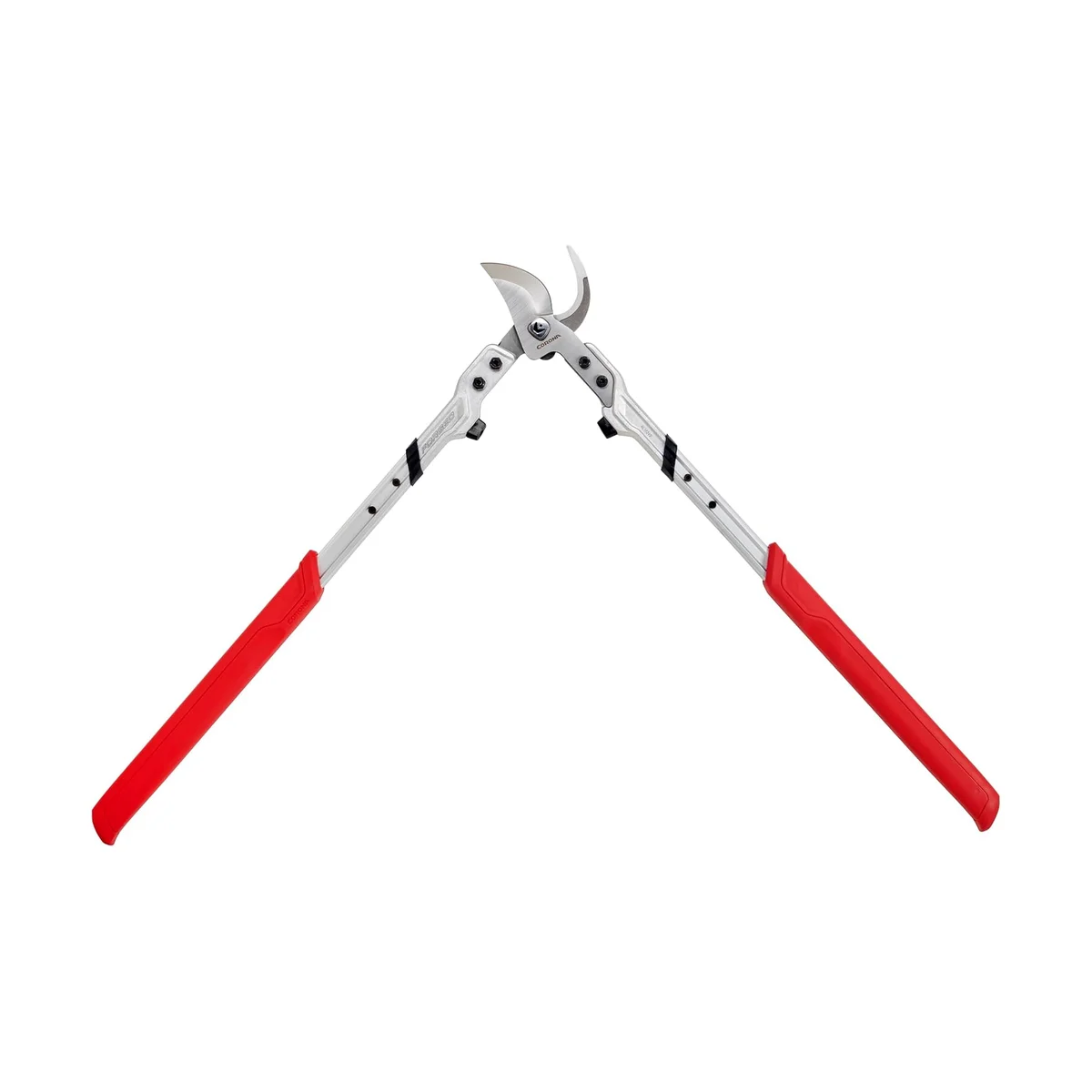 Corona X Series Pro bypass lopper with red handles fully open, horizontal view