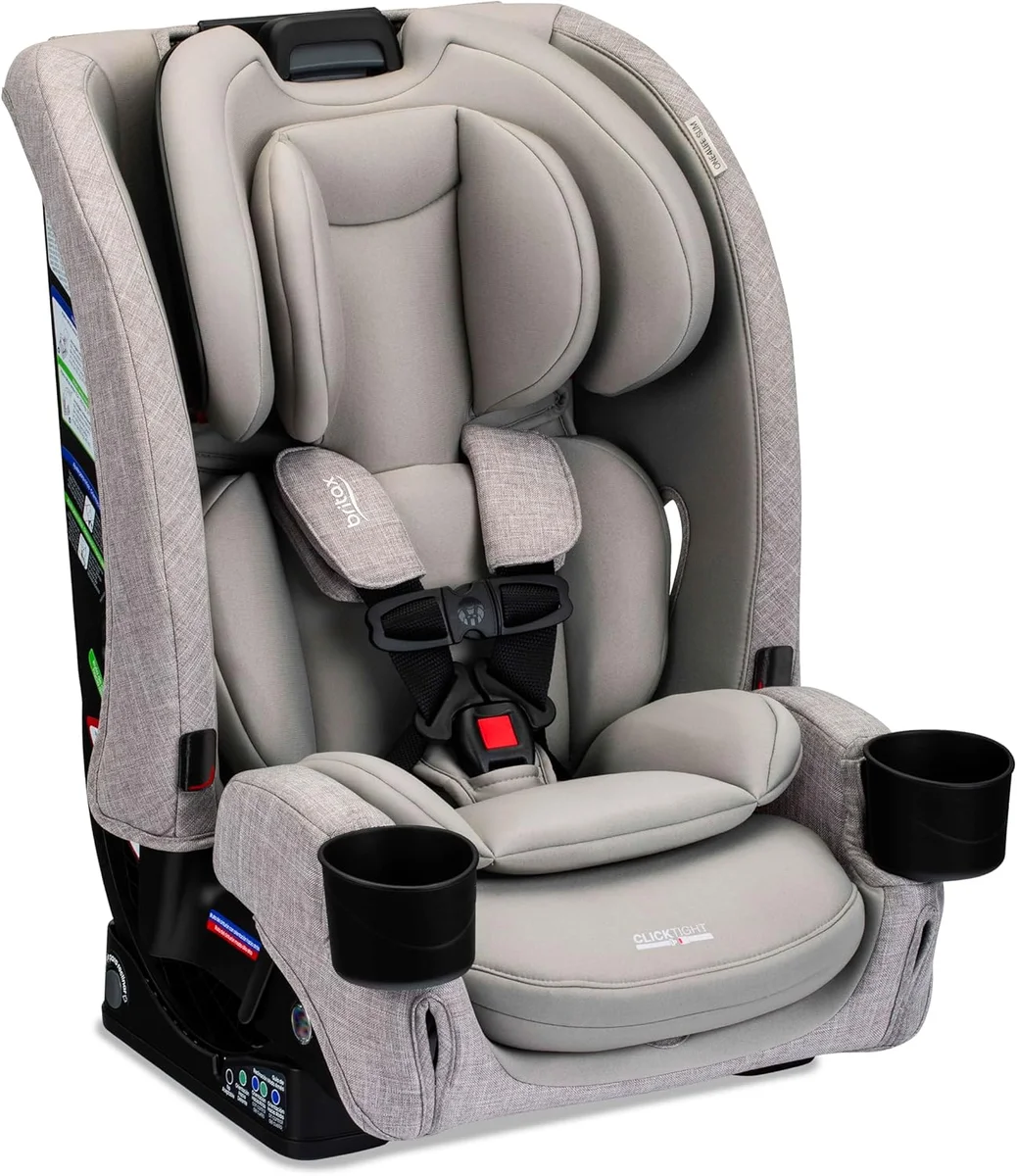 Britax One4Life Slim Parchment showing ClickTight base and cup holders from lower angle
