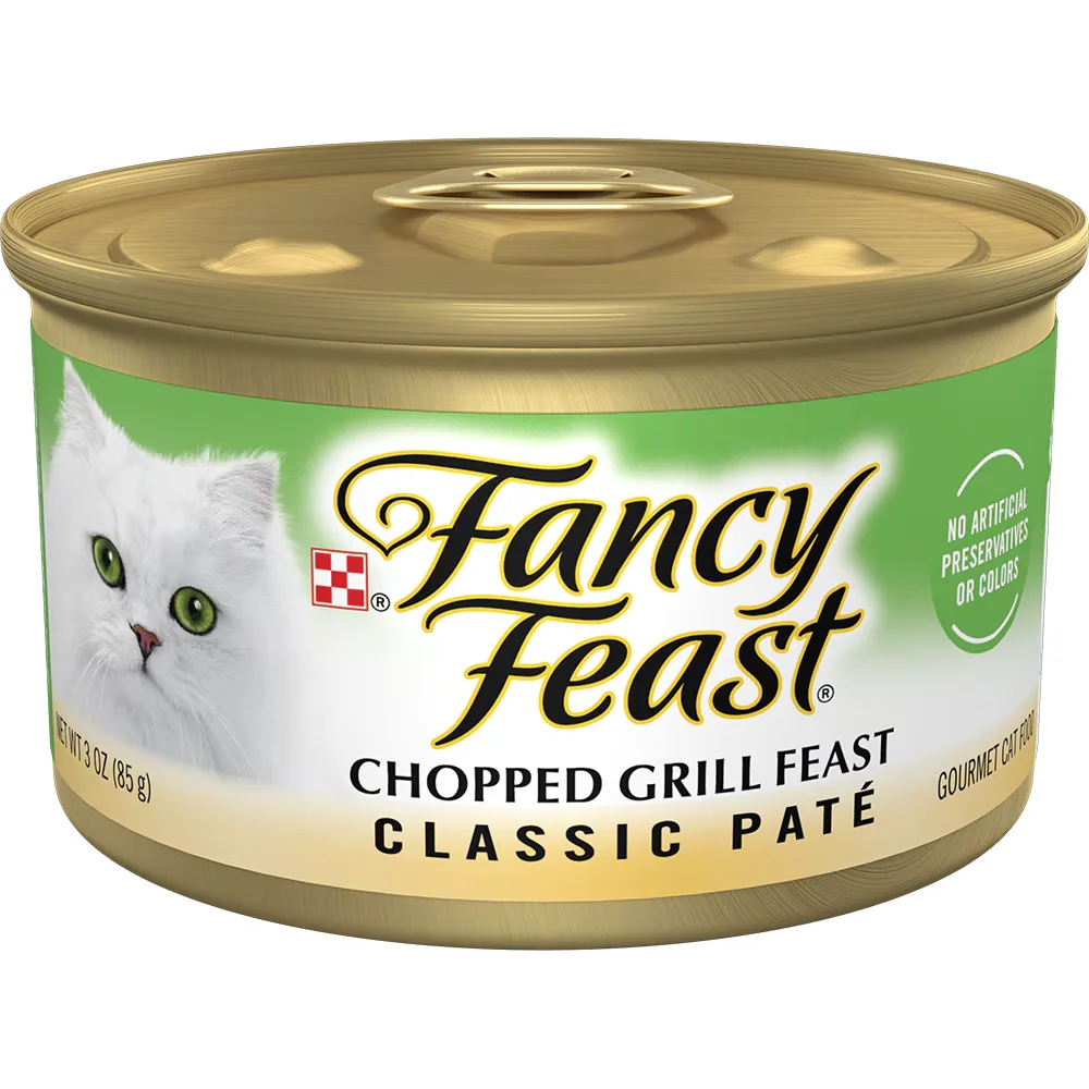 Purina Fancy Feast Classic Pate Chopped Grill Feast 3 oz can, front label view