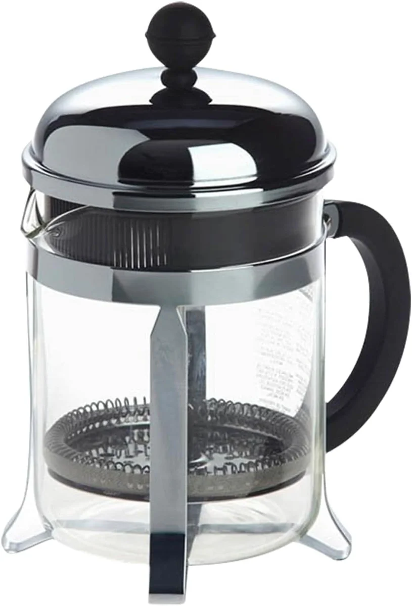 Bodum Chambord empty showing stainless steel mesh filter at bottom