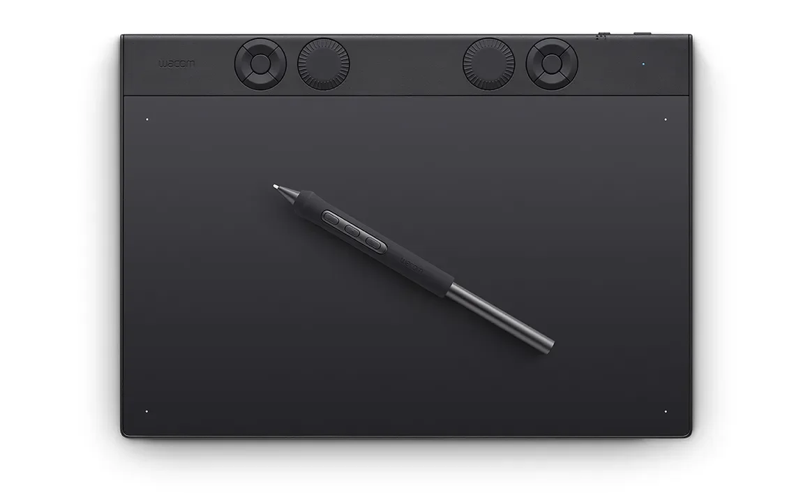 Wacom Intuos Pro Medium pen tablet top-down view with Pro Pen 3