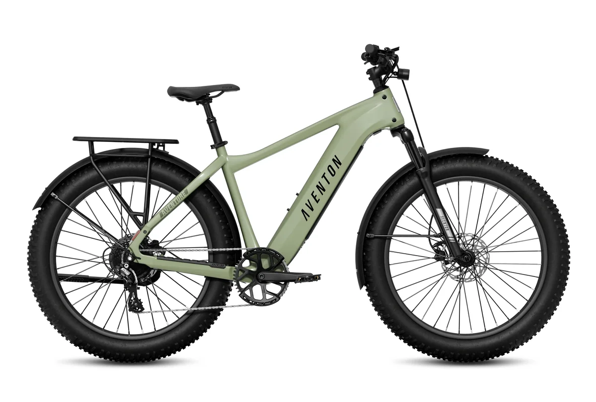 Aventon Aventure.3 fat-tire e-bike in Matcha, side profile view