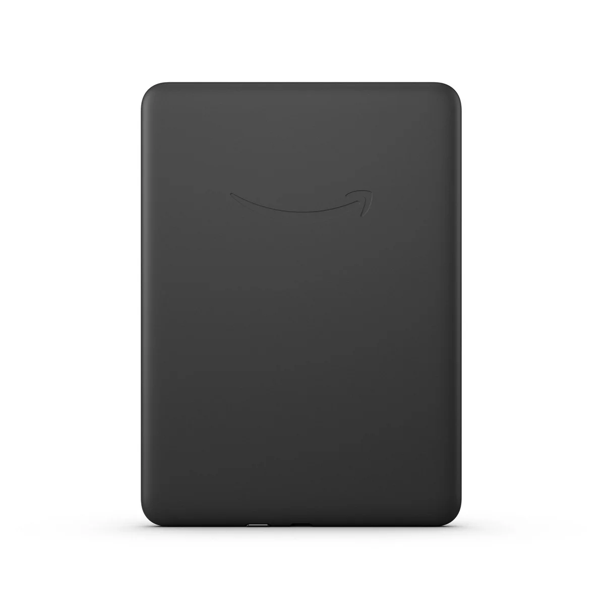Kindle Paperwhite 12th Gen rear view with Amazon smile logo on white background