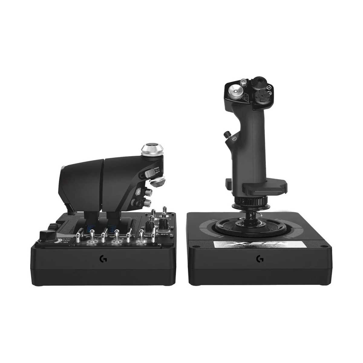 Logitech G X56 HOTAS throttle and joystick side profile, black
