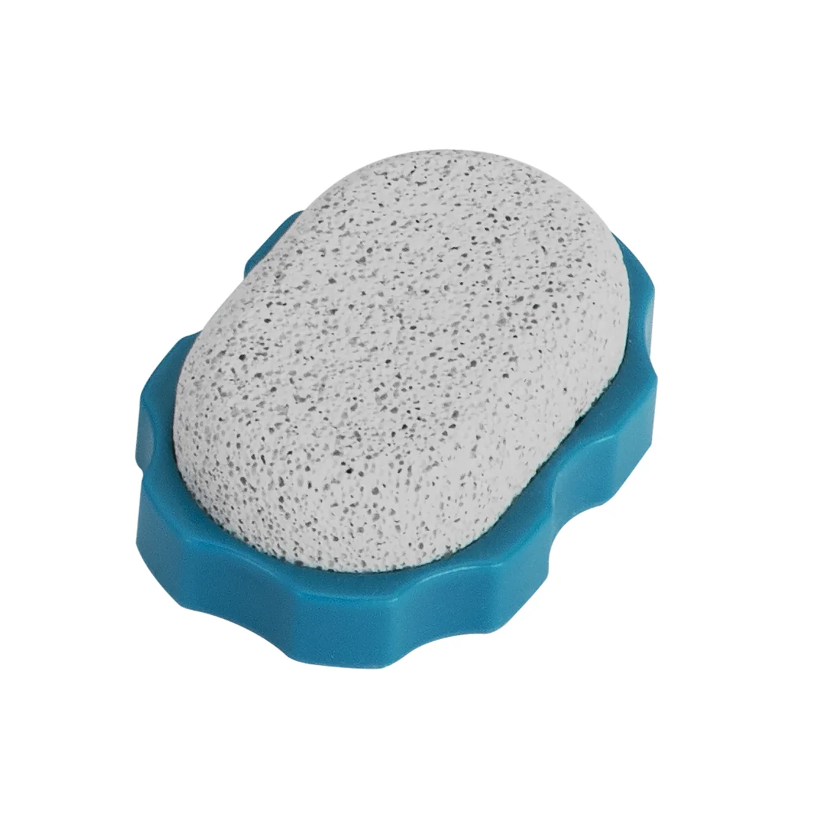 HoMedics Bubble Mate Foot Spa removable pumice stone in its blue holder, close-up