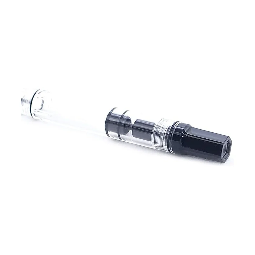 Close-up of the TWSBI Eco piston mechanism and faceted black barrel end