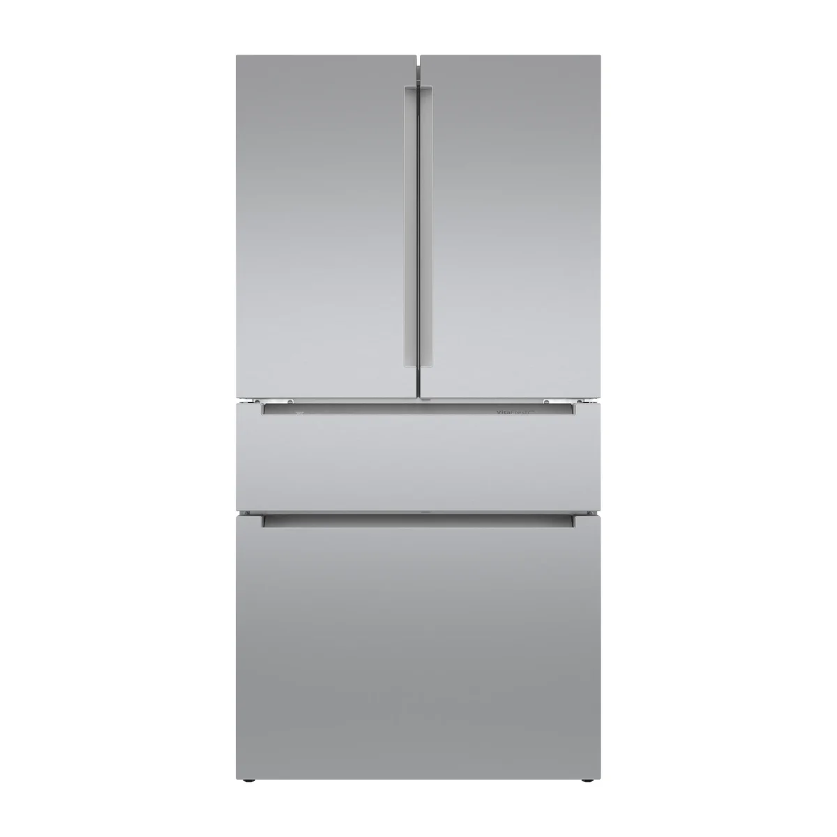 Bosch 800 Series French Door Refrigerator B36CL80ENS front view, stainless steel