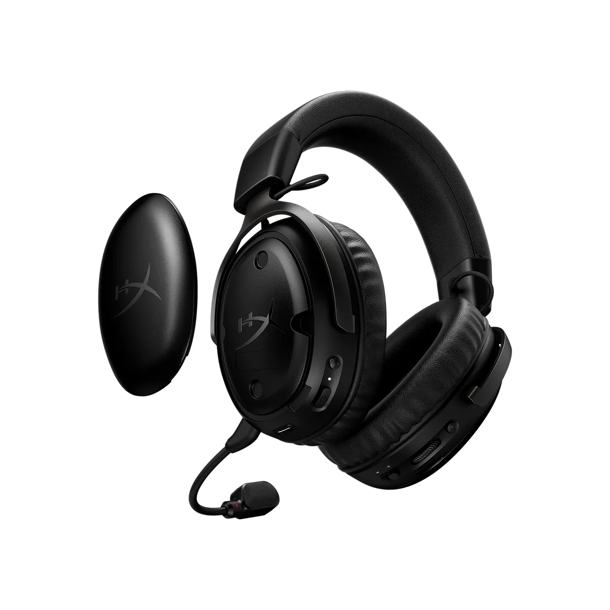 HyperX Cloud III S Wireless with magnetic ear cup plate removed, showing swappable customization feature
