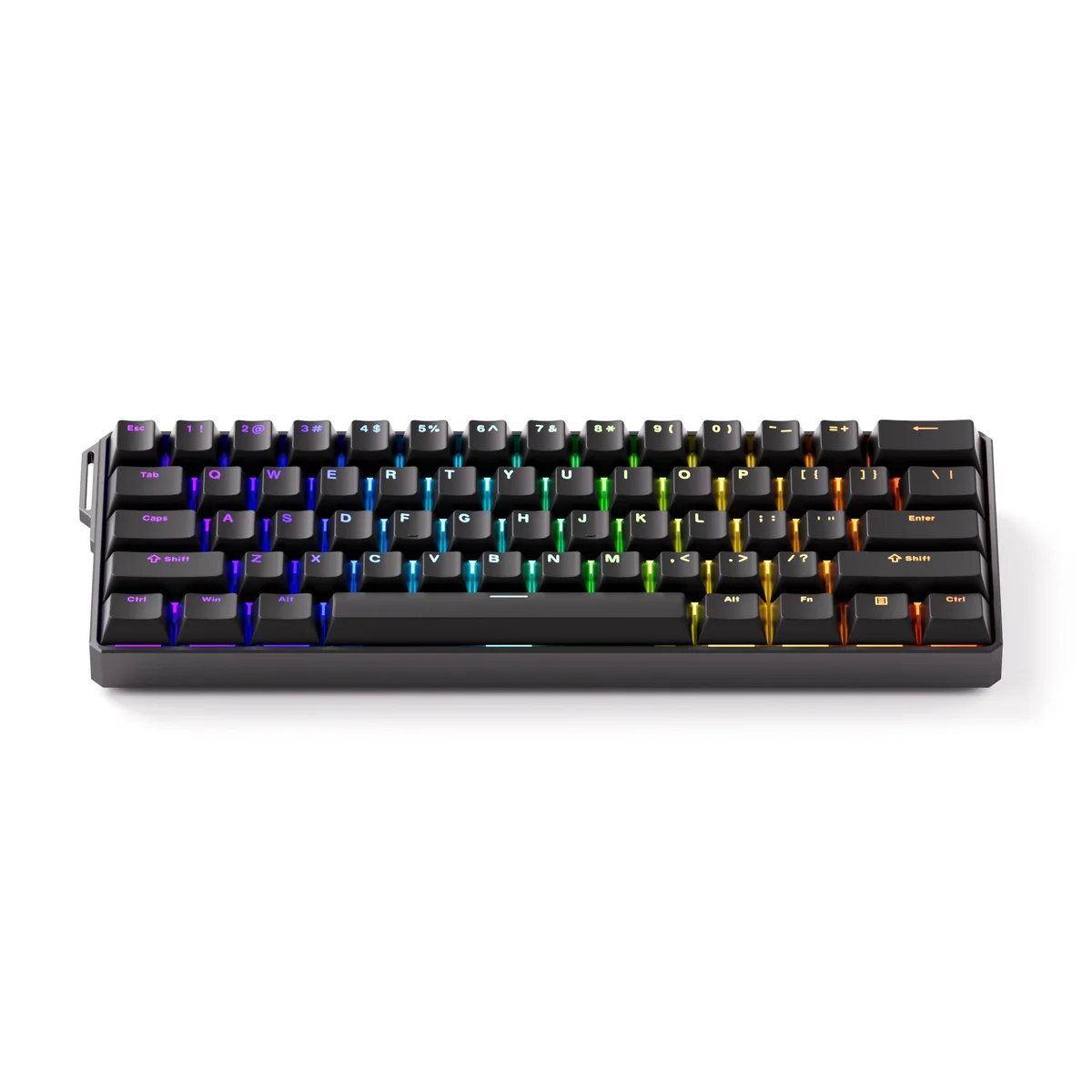 MonsGeek Fun 60 Ultra TMR front angle showing RGB side-glow lighting