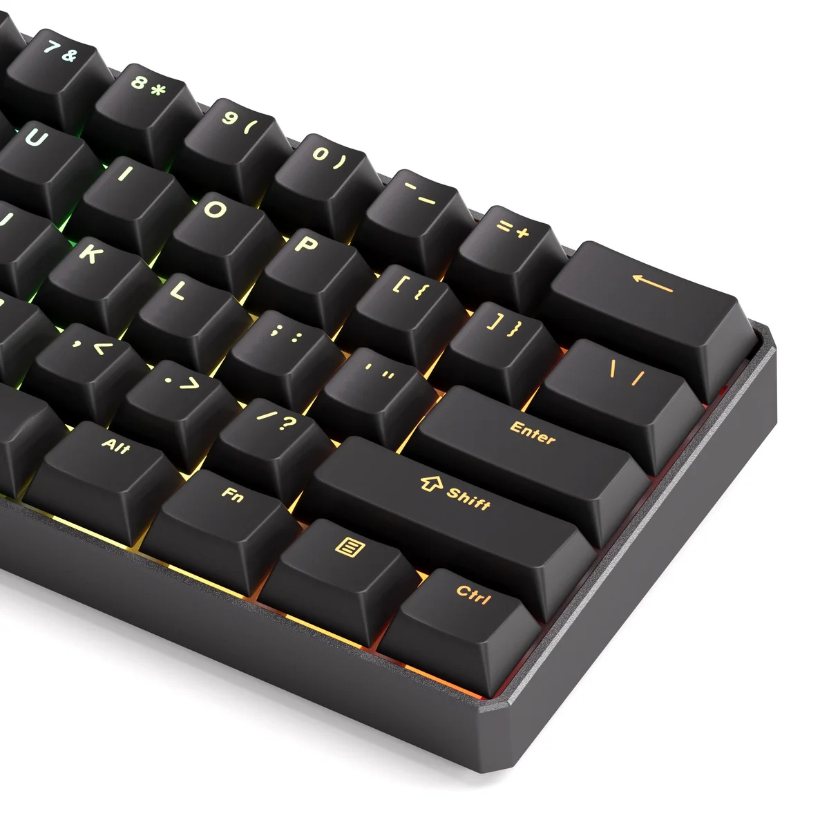 MonsGeek Fun 60 Ultra TMR right-side close-up showing keycap profile and case detail