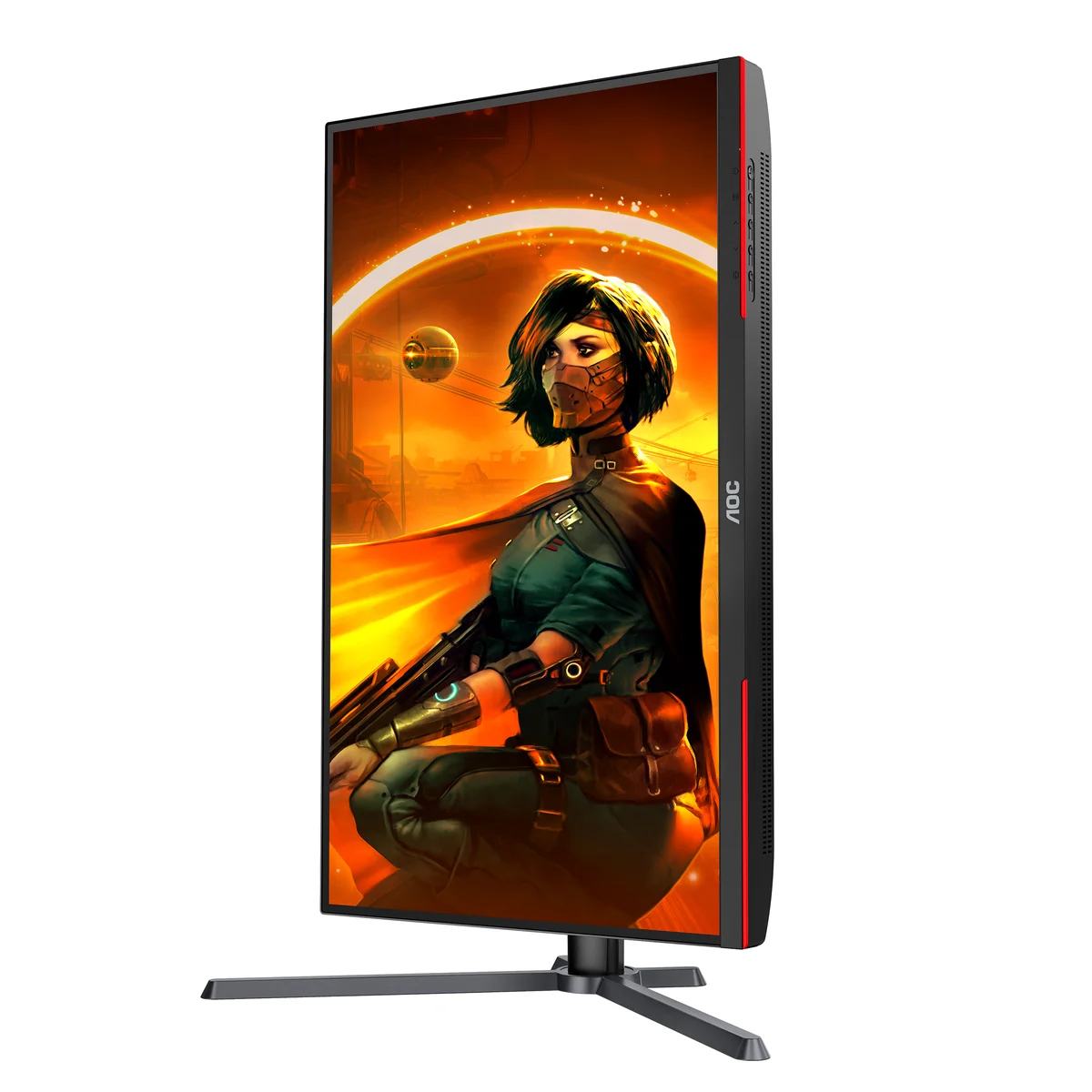 AOC Q27G3XMN right three-quarter angle showing slim bezel and gaming display