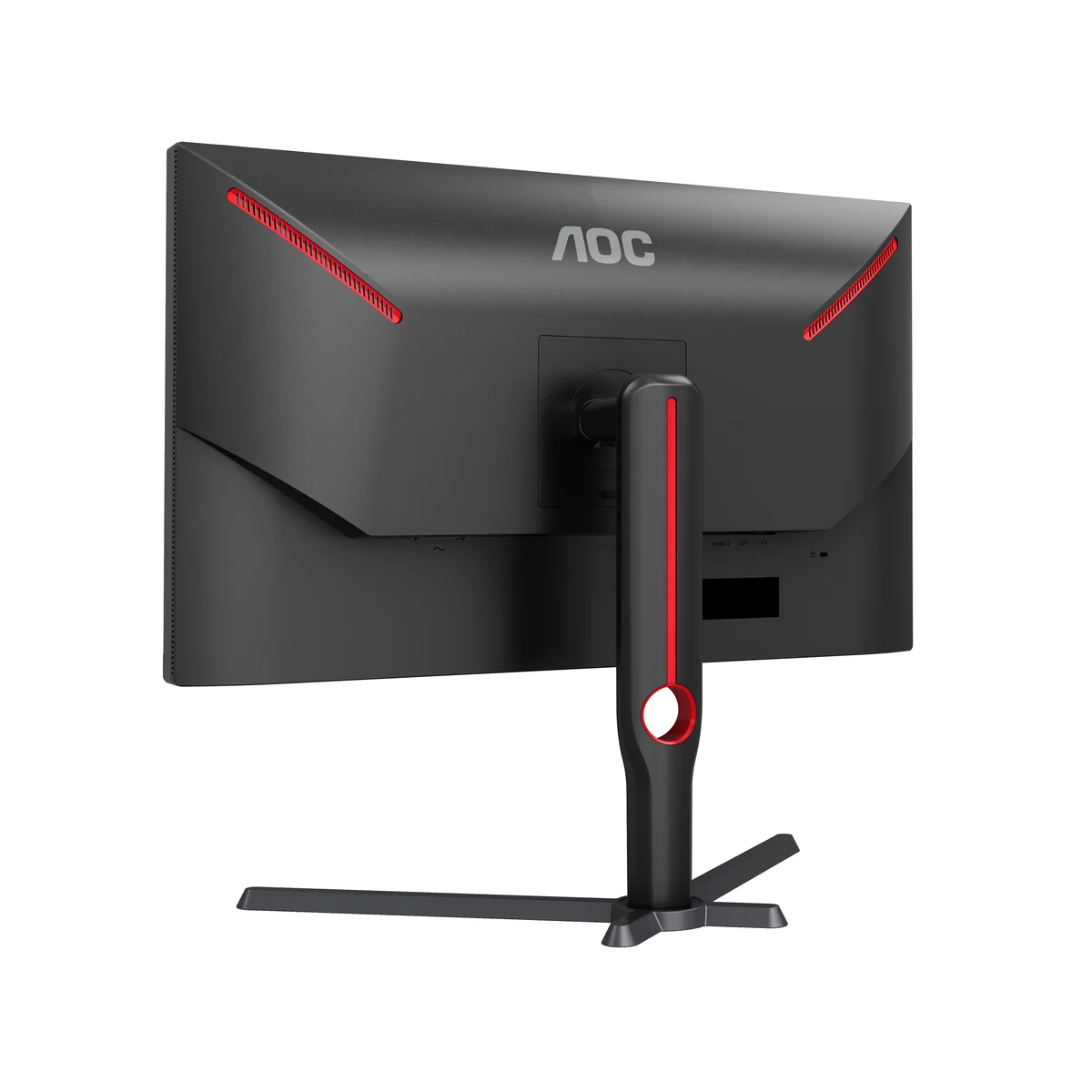 AOC Q27G3XMN rear view showing stand design and red accent lighting