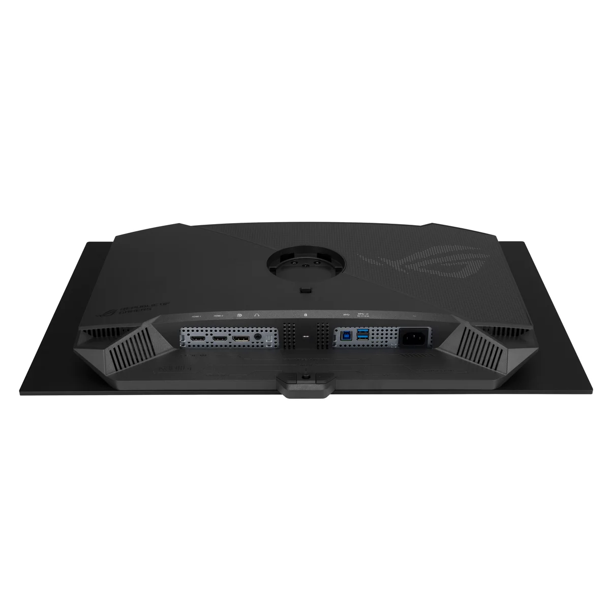 ASUS ROG Strix XG27AQWMG I/O ports showing HDMI 2.1 DisplayPort and USB