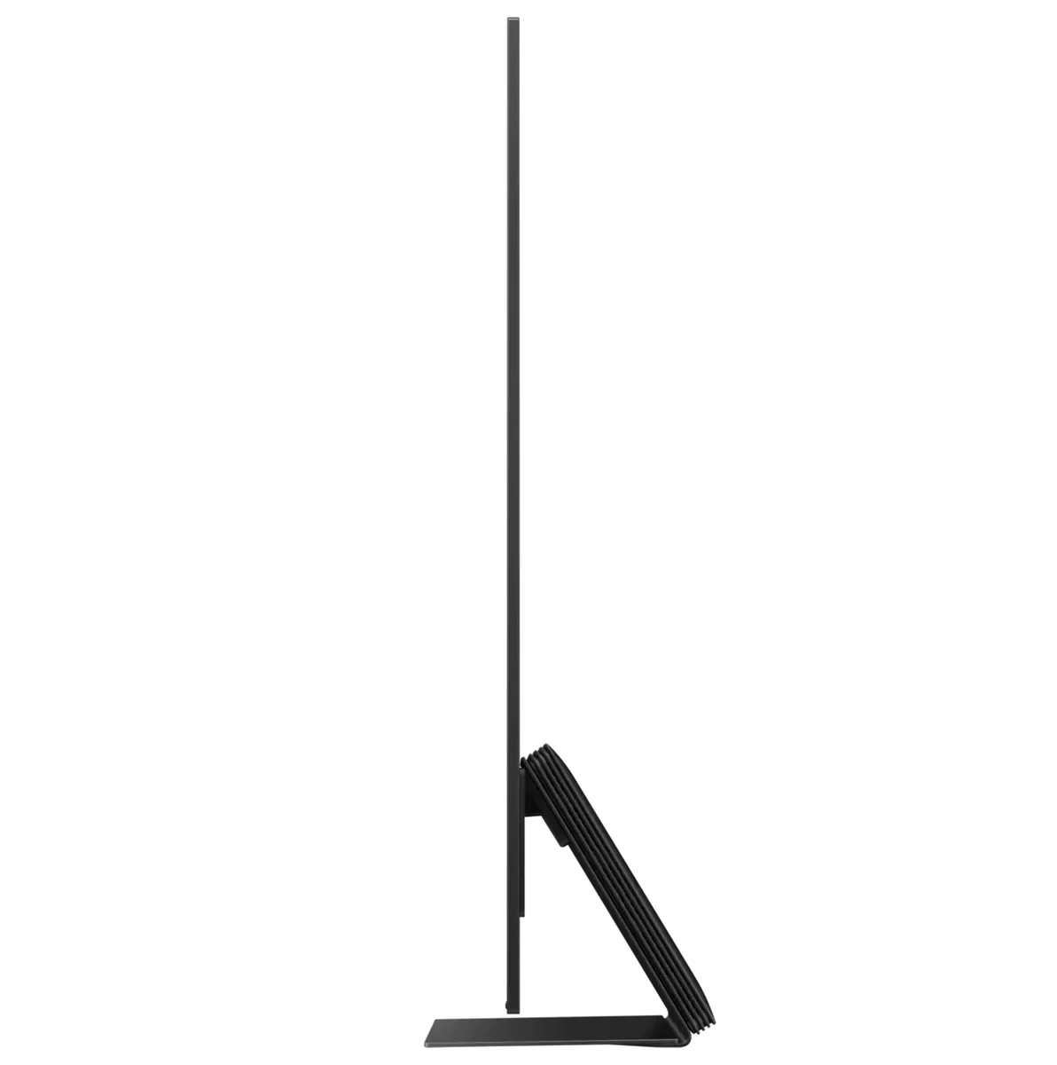 Samsung S95F side profile showing ultra-thin OLED panel and stand design