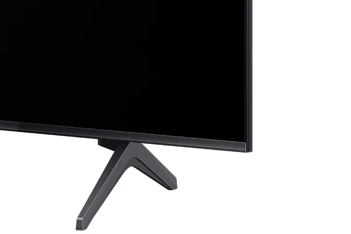 TCL QM6K close-up of stand foot and lower bezel detail