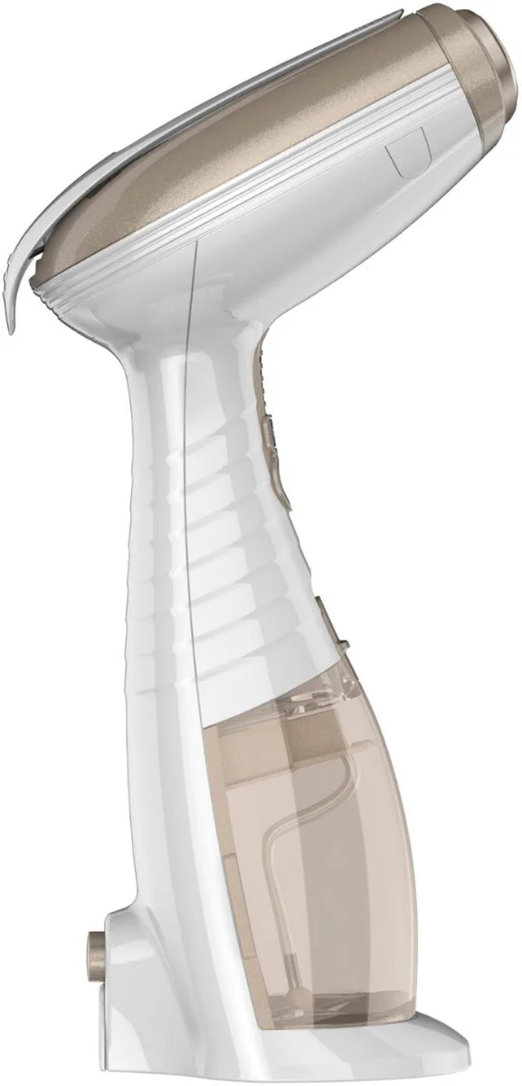 Conair Turbo ExtremeSteam GS59X side profile showing built-in creaser and transparent water reservoir