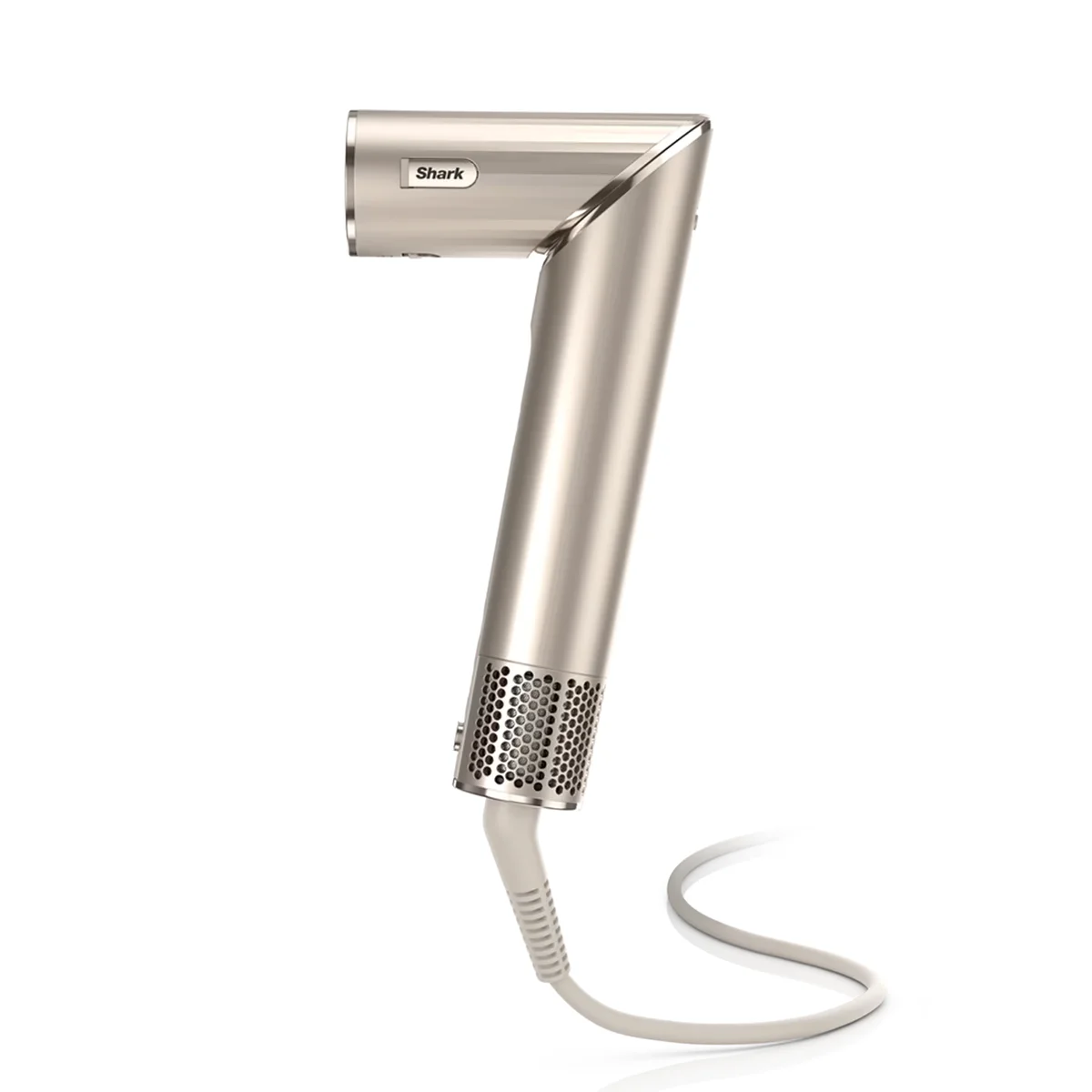 Shark FlexStyle in hair-dryer mode with concentrator attached, showing the folded handle design