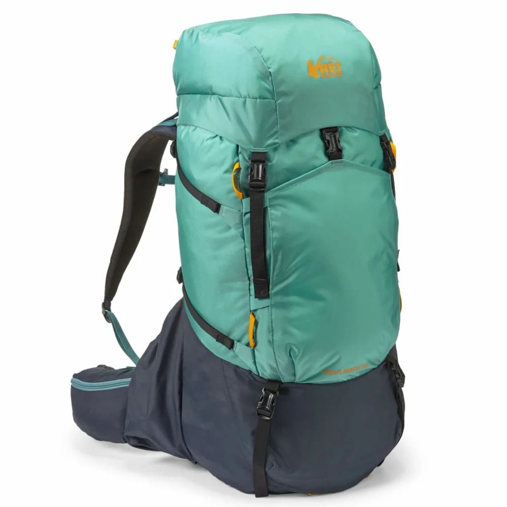 REI Co-op Trailmade 60 Pack front 3/4 view in teal