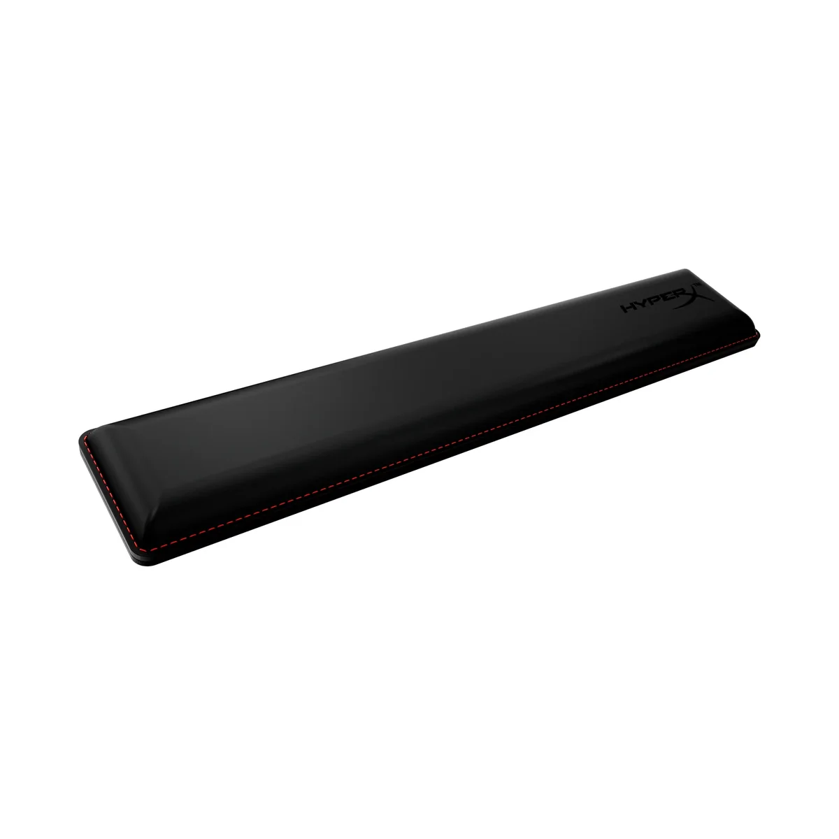 HyperX Wrist Rest full-size, three-quarter angle showing the black top and red stitching