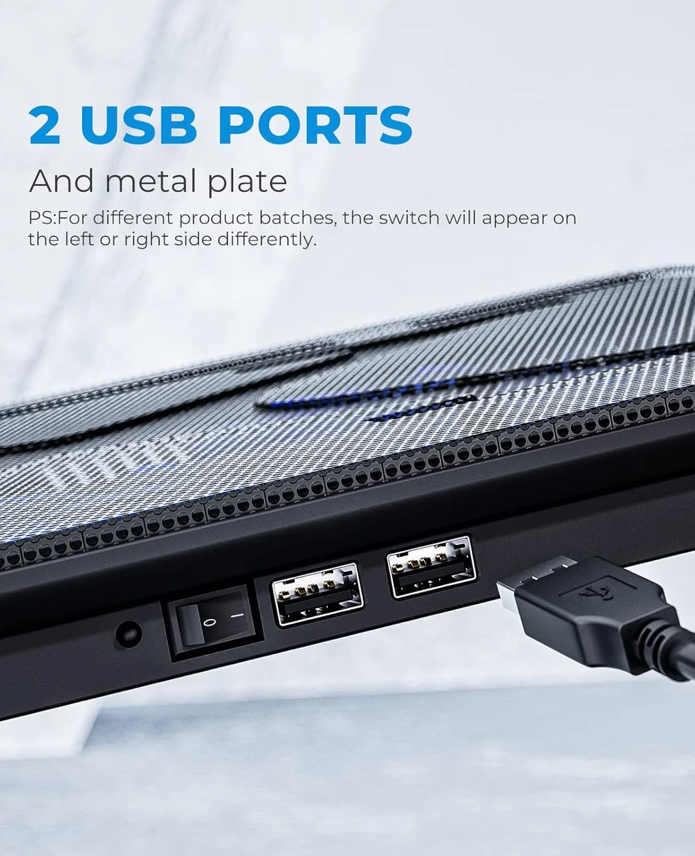 Havit HV-F2056 side view showing USB ports and power switch