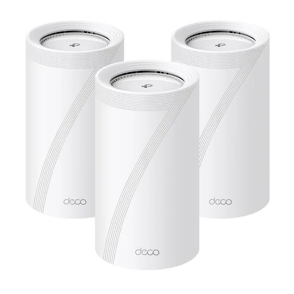 TP-Link Deco BE85 3-pack front view on white background