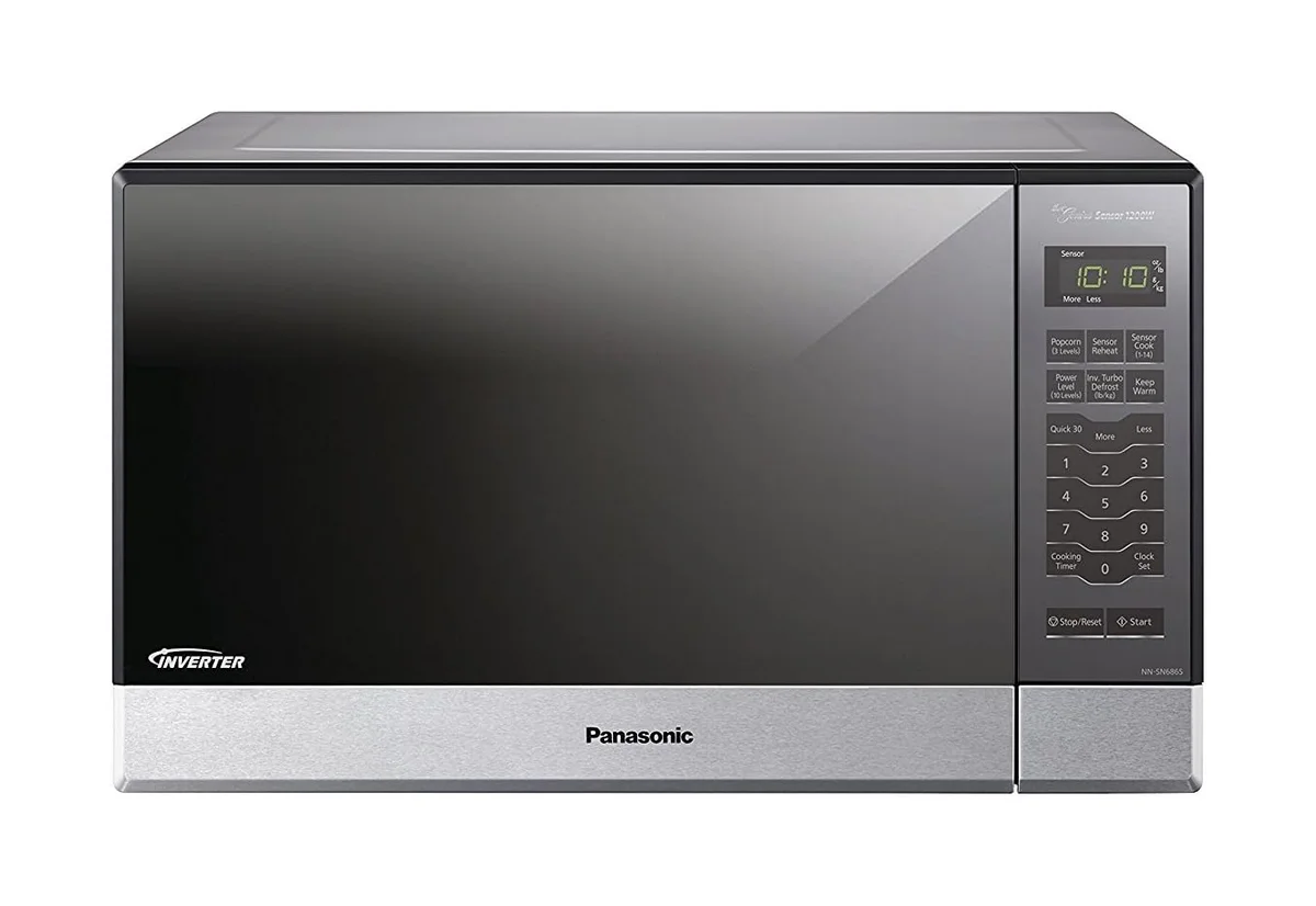 Panasonic NN-SN686S top-down angle showing digital display panel