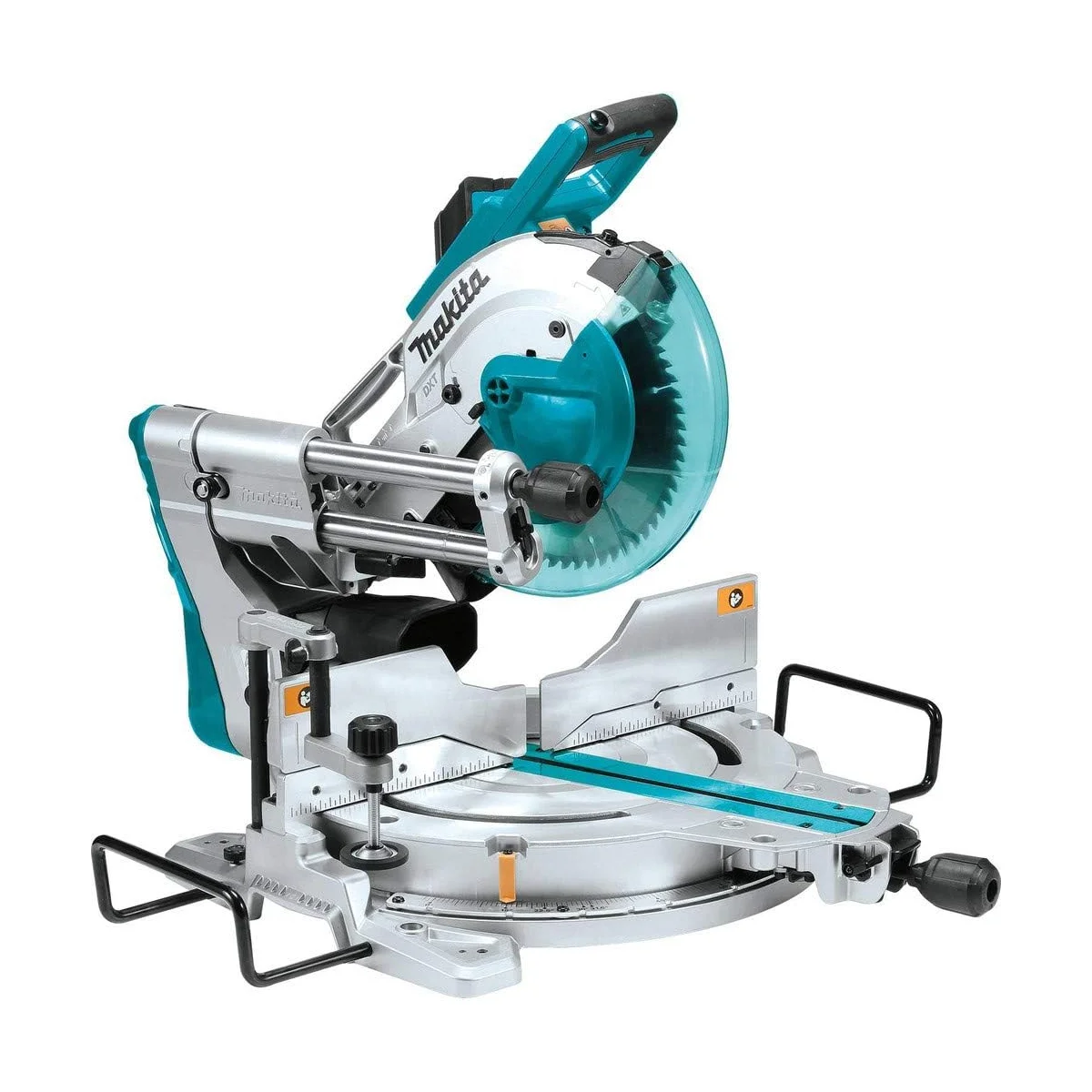 Makita LS1019L 10-Inch Dual-Bevel Sliding Compound Miter Saw front 3/4 view on white background