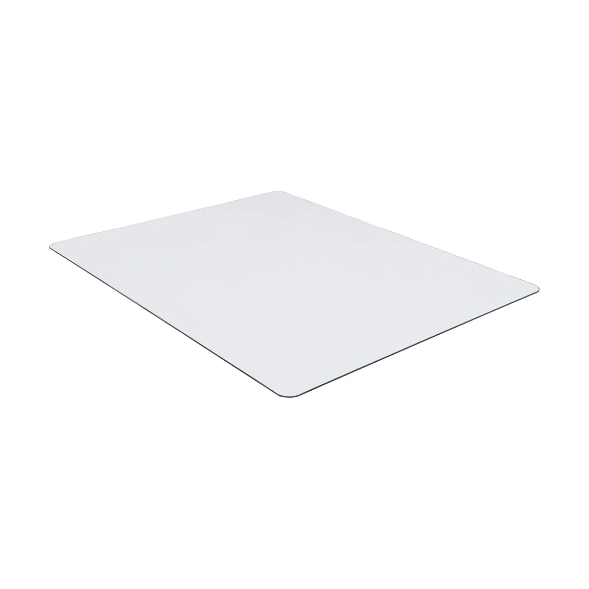 Lorell Tempered Glass Chair Mat alternate angle showing the clear tempered glass surface