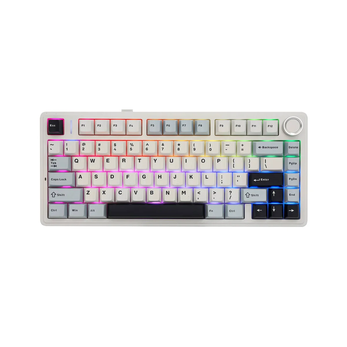 Aula F75 top-down view with full RGB backlighting illuminated